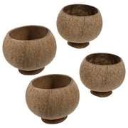 Eease 4 Natural Coconut Shell Cups for Luau Party and Snacks